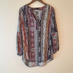 Umgee Boho Tunic with Relaxed Bishop Sleeves